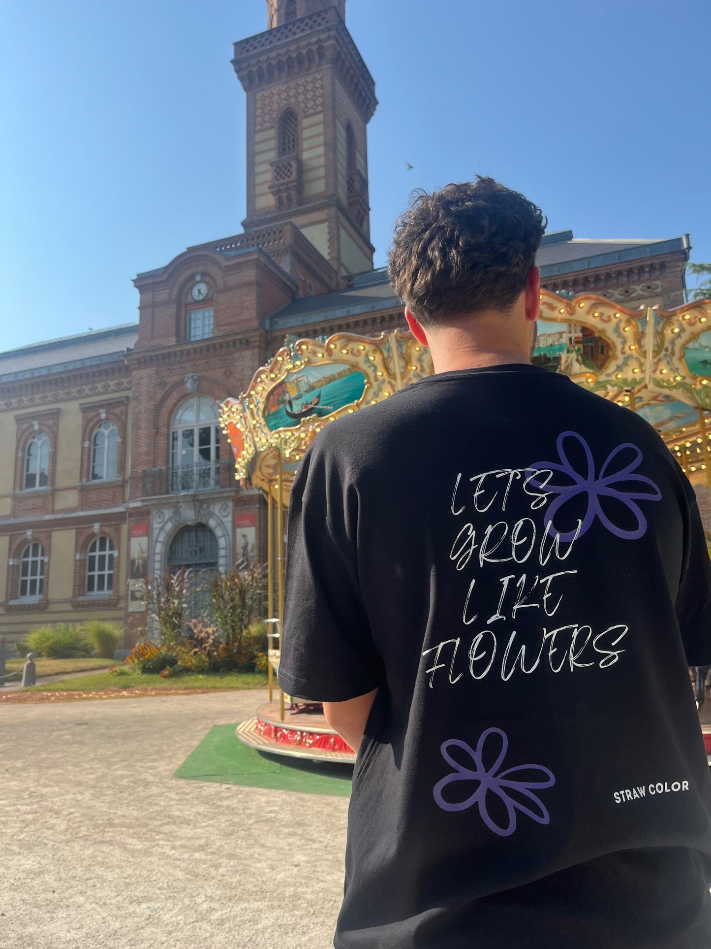 T-SHIRT STRAW COLOR NOIR VIOLET